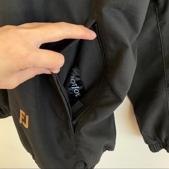 FOOTJOY FJ Golf Pullover Jacket Black Elastic Waist Pockets Men's Size XL - Picture 3 of 9